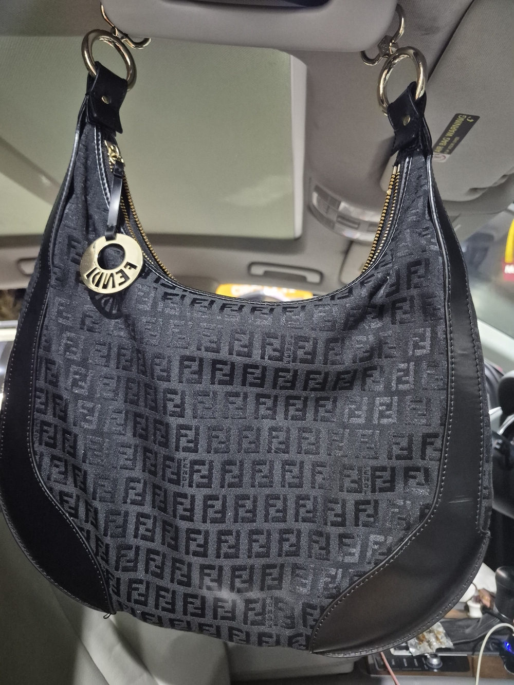Fendi Black Zucchino Canvas Chef Hobo Bag - NWOT